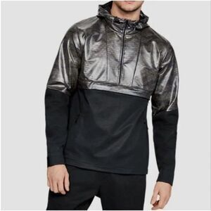 Under Armour Men's XL Storm Anorak Hooded Windbreaker black UA kangaroo pockets